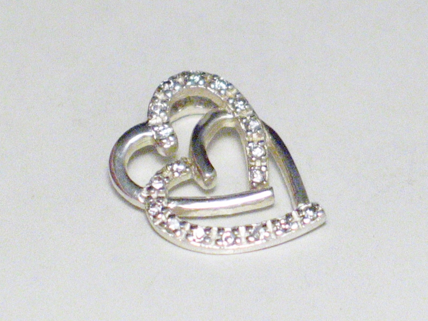 Silver Pendants | Sterling White Cubic Zirconia Double Heart Pendant | PreOwned Jewelry online