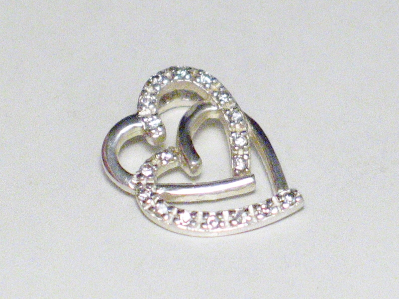 Silver Pendants | Sterling White Cubic Zirconia Double Heart Pendant | PreOwned Jewelry online