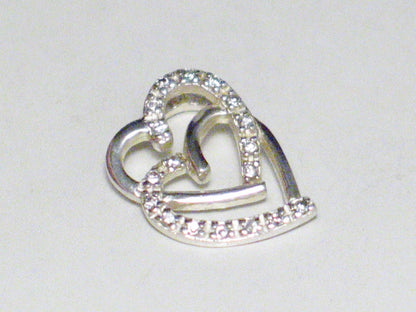 Silver Pendants | Sterling White Cubic Zirconia Double Heart Pendant | PreOwned Jewelry online