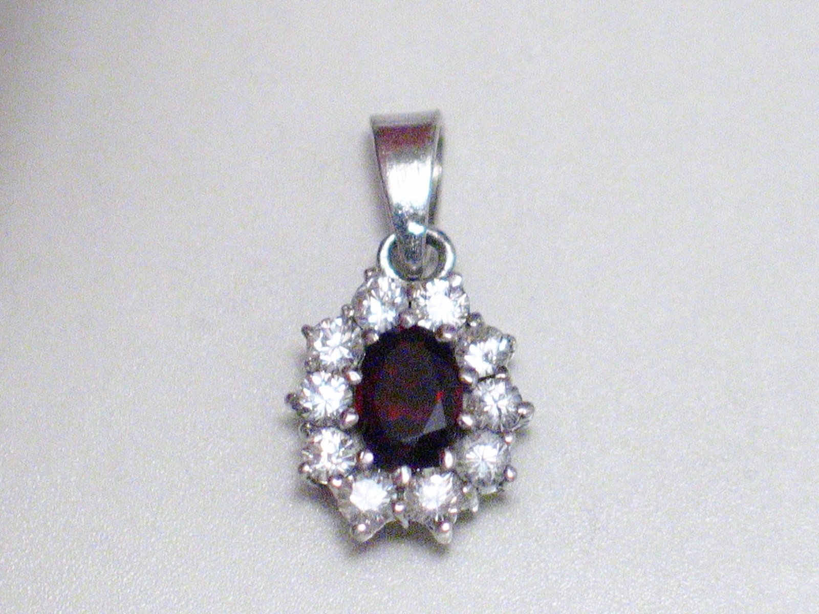 Sterling Silver Pendant, Shimmery Petite Garnet Red Cz Stone Pendant