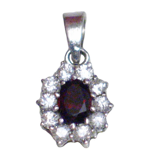 Sterling Silver Pendant, Shimmery Petite Garnet Red Cz Stone Pendant