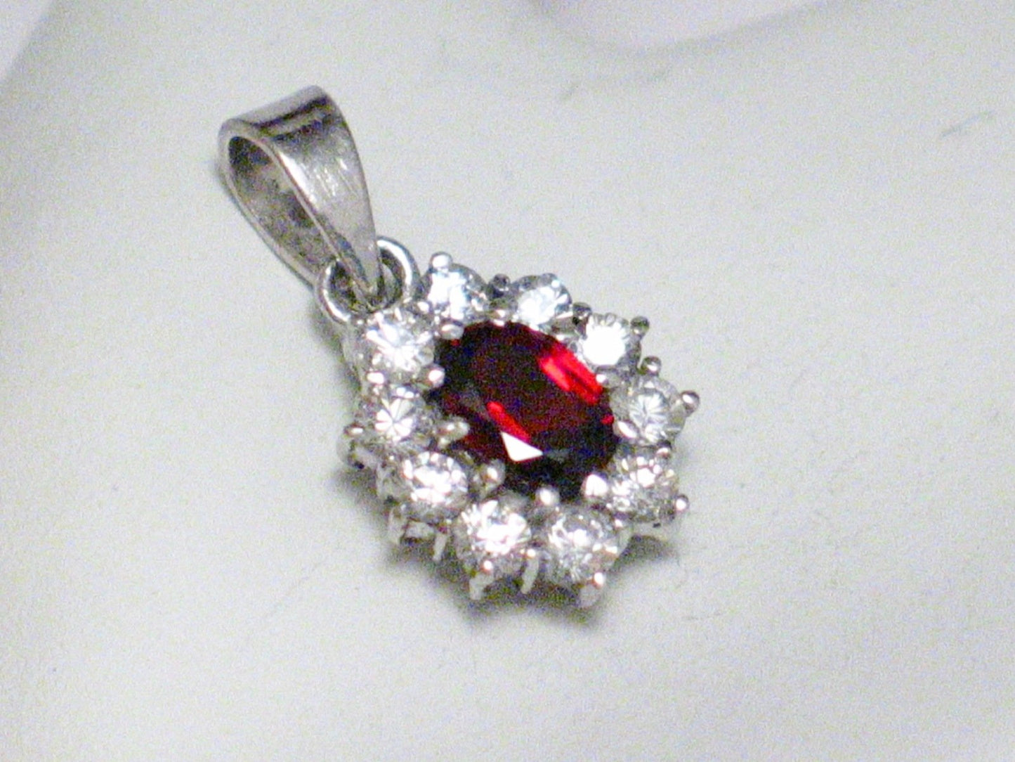 Silver Pendants | Petite Sterling Garnet Red Cz Pendant | Discount Estate Jewelry online at Blingschlingers.com