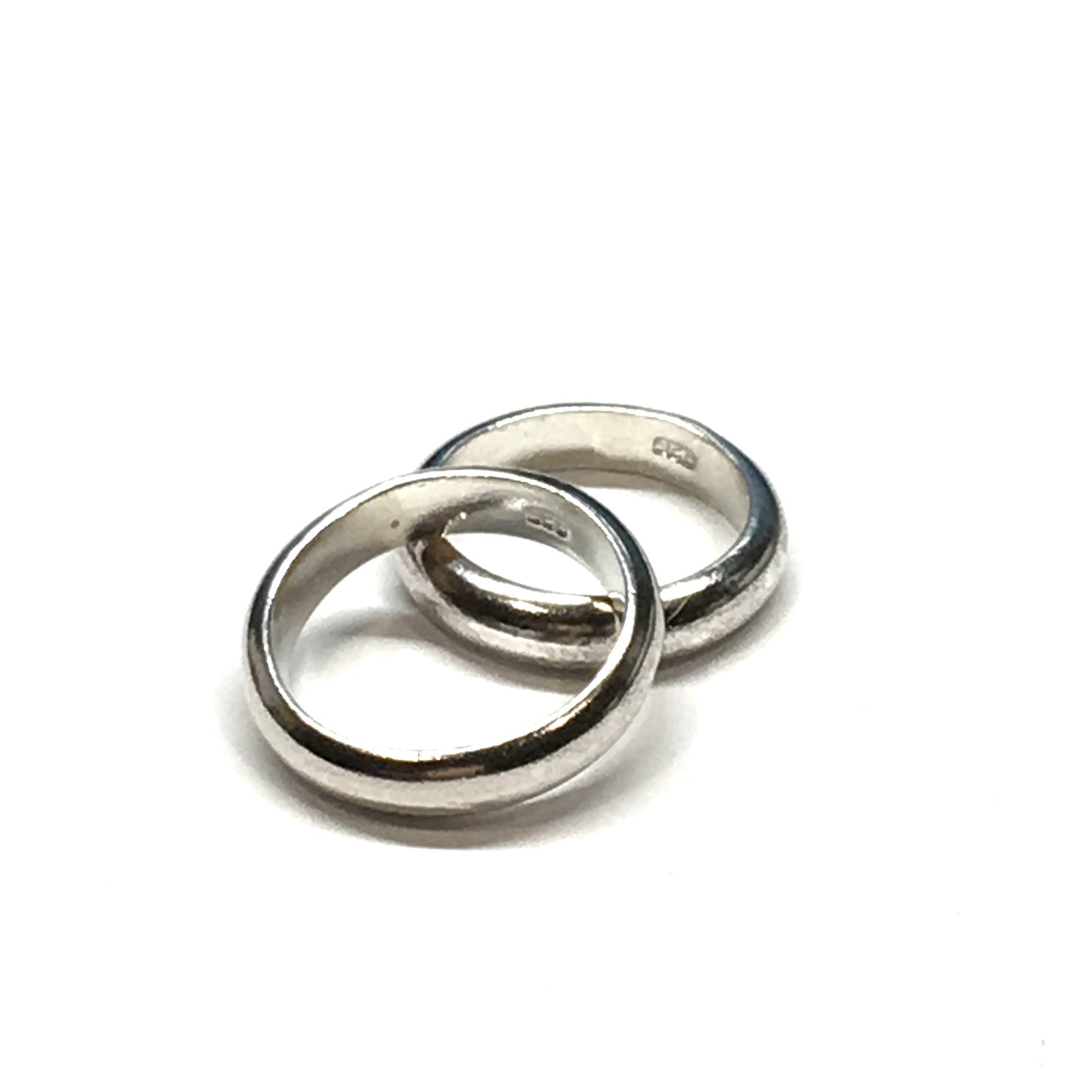 Ring - Bundle of 2, 925 Sterling Silver Wedding Ring Charms, Midi Ring sz0 - Plain Band Ring