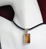 Pendant | Sterling Silver Shades Amber Ale Banded Agate Stone Pendant | Jewelry