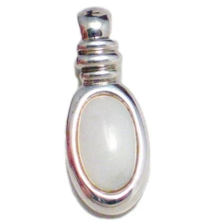 Stone Pendant, Mens Womens Sleek Oval Design White Pearl Stone Pendant