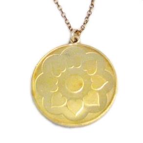 Pendant Necklace | 24k Gold Sterling Silver Heart Medallion Coin Necklace 24" | Jewelry