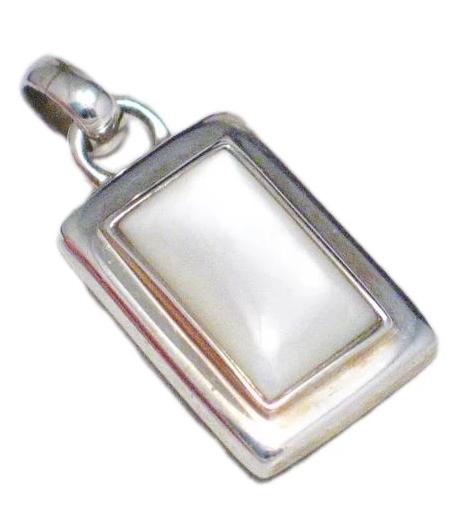 Sterling Silver Geometric Mother of Pearl Stone Pendant
