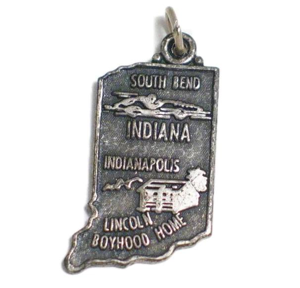 Jewelry - Indiana State Charm, Vintage South Bend Indianapolis Vintage Sterling Silver Travel Charm