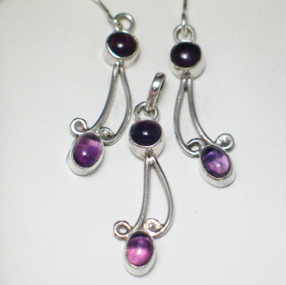Earrings & Pendant set | Sterling Silver Purple Amethyst Stone Matching Earrings Pendant | Womens Jewelry online at www.Blingschlingers.com