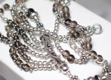 Y Necklaces | Adjustable Sterling Silver Smokey Quartz Beaded Y Necklace | Best Priced Estate Jewelry website online at www.Blingschlingers.com