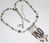 Y Necklaces | Adjustable Sterling Silver Smokey Quartz Beaded Y Necklace | Best Priced Estate Jewelry website online at www.Blingschlingers.com