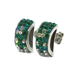 Earrings - Shimmery Emerald Green Crystal Rolo Style Sterling Silver Earrings