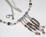 Y Necklaces | Adjustable Sterling Silver Smokey Quartz Beaded Y Necklace | Best Priced Estate Jewelry website online at www.Blingschlingers.com