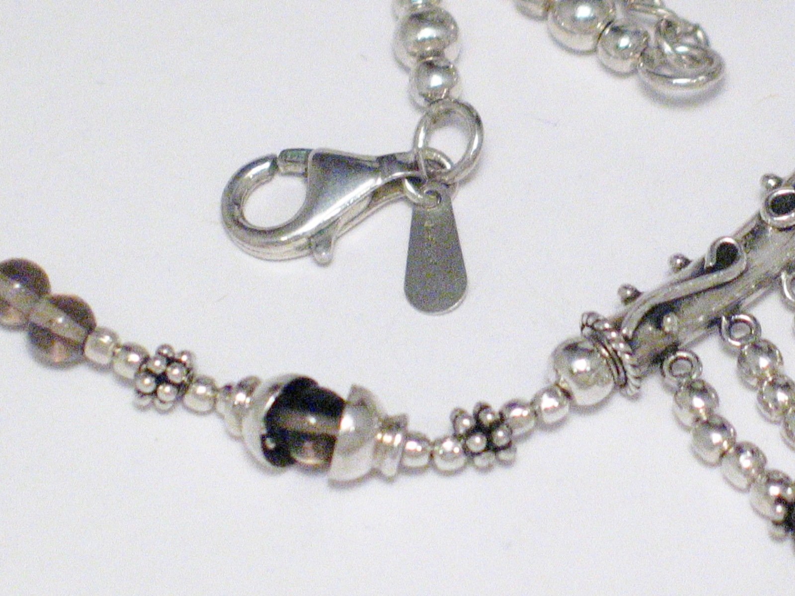 Tassel Necklace, Sterling Silver Adjustable Smoky Quartz Stone Bead Necklace