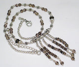 Y Necklaces | Adjustable Sterling Silver Smokey Quartz Beaded Y Necklace | Best Priced Estate Jewelry website online at www.Blingschlingers.com
