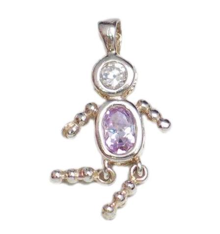 Pendant | Womens Sterling Silver Pink Birthstone Boy / Girl Pendant | Jewelry