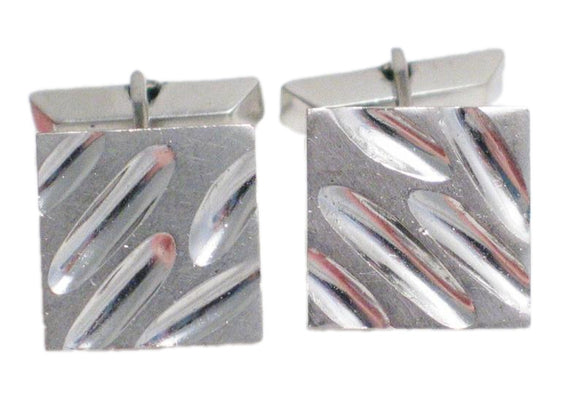 Silver Cufflinks | Vintage 70s Virgil Sterling Silver Driftwood Design Square Cufflinks | Jewelry