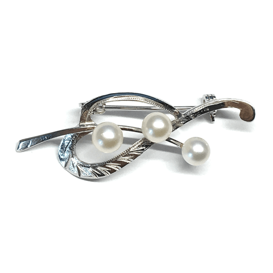 Brooches & Lapel Pins - Sterling Silver Bleeding Heart White Pearl Brooch - Vintage Mens Lapel Pin - Estate Jewelry online