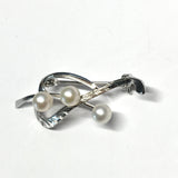 Brooch / Lapel Pin - Men Women Sterling Silver Bleeding Heart Design Pearl Brooch