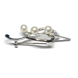 Brooch / Lapel Pin - Men Women Sterling Silver Bleeding Heart Design Pearl Brooch