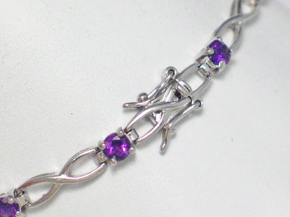 Bracelet | Womens 7.5" Sterling Silver Purple Amethyst Stone Tennis Bracelet | Discount Fine Jewelry online at www.Blingschlingers.com 