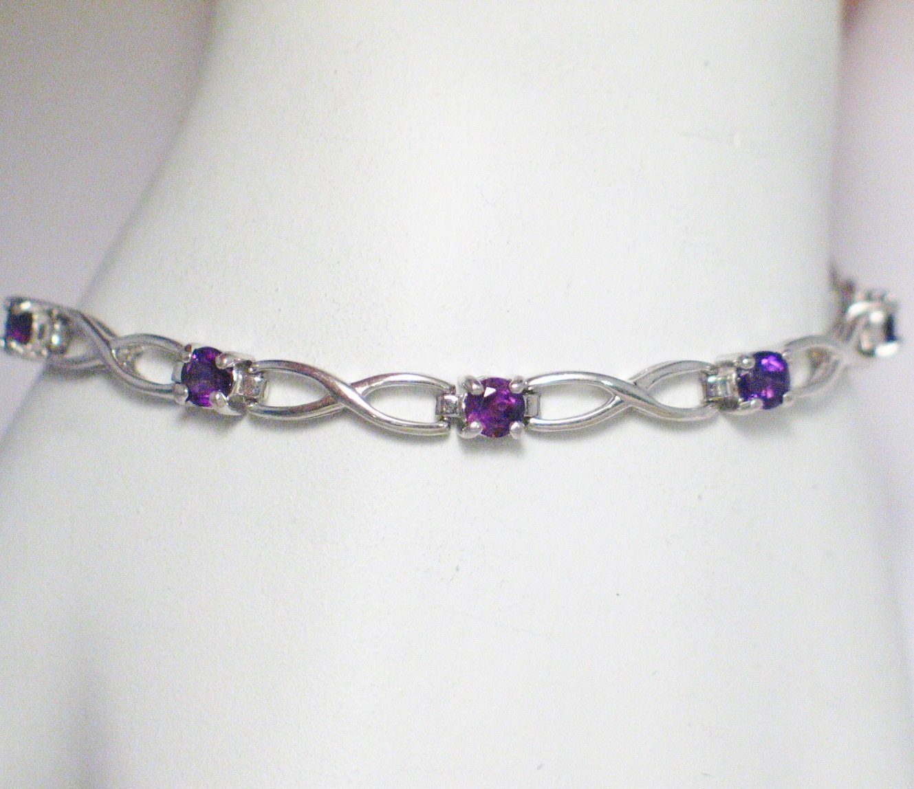 Bracelet | Womens 7.5" Sterling Silver Purple Amethyst Stone Tennis Bracelet | Discount Fine Jewelry online at www.Blingschlingers.com 