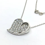 Necklace - Womens Sparkly Sterling Silver Cz Modern Art Heart Pendant Necklace- Blingschlingers Jewelry
