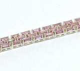 Jewelry > Bracelet - Womens Sterling Silver Sparkly Pink Cubic Zirconia Stone Tennis Bracelet
