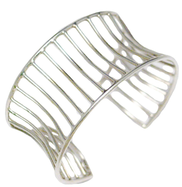 Affordable Used Jewelry | Alluring Sterling Silver Wide Cage Cuff Bracelet