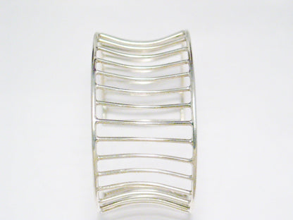 Cuff Bracelet, Sterling Silver Wide Cage Design Flared Cuff Bracelet