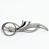 Brooch Lapel Pin - Mens Womens Enchanting Vintage Sterling Silver Dandelion Design Pearl Brooch Lapel Pin