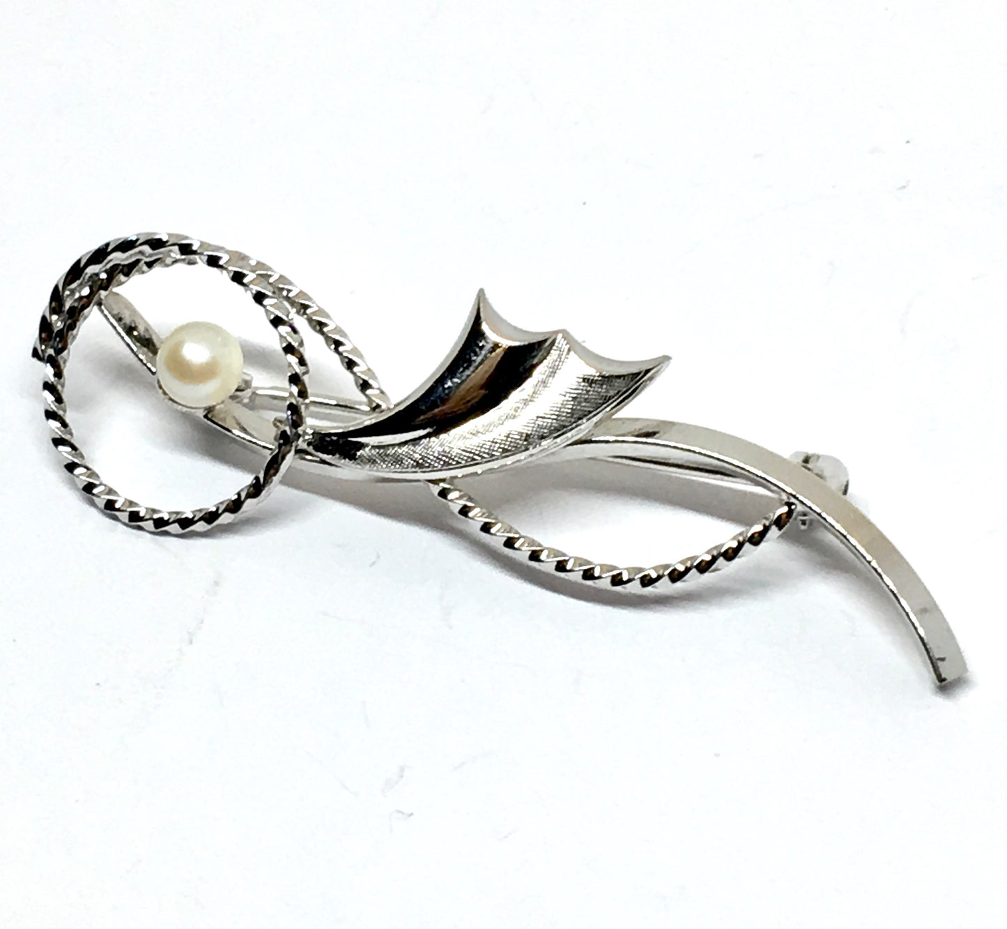 Brooches & Lapel Pins - Sterling Silver Modernist Style Dandelion White Pearl Brooch - Mens Womens Vintage Jacket Pin | Blingschlingers Jewelry