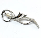 Brooch Lapel Pin - Mens Womens Enchanting Vintage Sterling Silver Dandelion Design Pearl Brooch Lapel Pin | Blingschlingers Jewelry