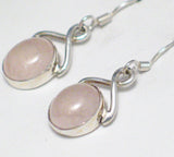 Affordable Jewelry | Sterling Silver Infinity Design Pink Rose Quartz Women's Dangle Earrings