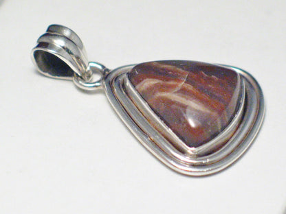 Stone Pendant, Mens Womens Mocha Brown Agate Teardrop Pendant