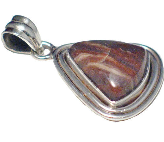 Stone Pendant, Mens Womens Mocha Brown Agate Teardrop Pendant