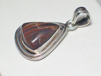 Stone Pendant, Mens Womens Mocha Brown Agate Teardrop Pendant