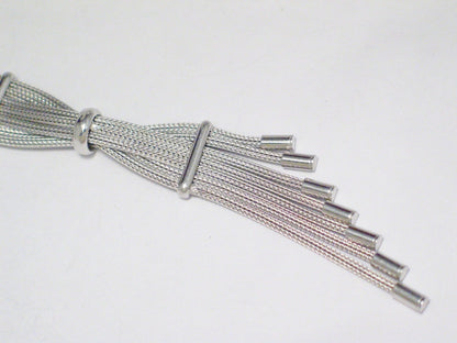 Sterling Silver Woven Mesh Tassel Y Chain Necklace Women | Affordable Estate Jewelry