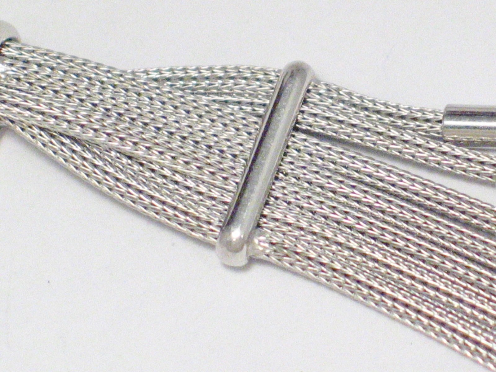 Tassel Necklace, Sterling Silver 18" Woven Chain-mail Mesh Fancy Lariat Style Y-Necklace
