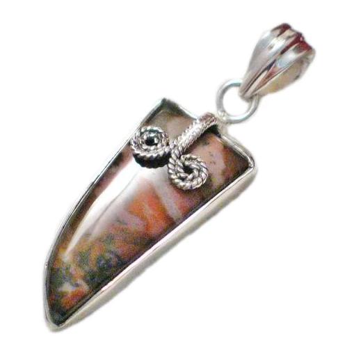 Stone Pendant, Mens Womens Edgy Style Asymmetrical Design Natural Jasper Stone Sterling Silver Pendant -Blingschlingers  Jewelry