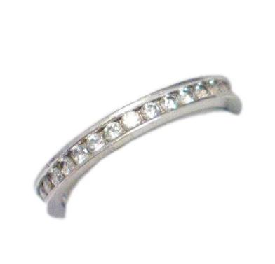 Stacking Ring Sterling Silver, size 9.25 White Sparkly Cubic Zirconia Eternity Style Slim Band