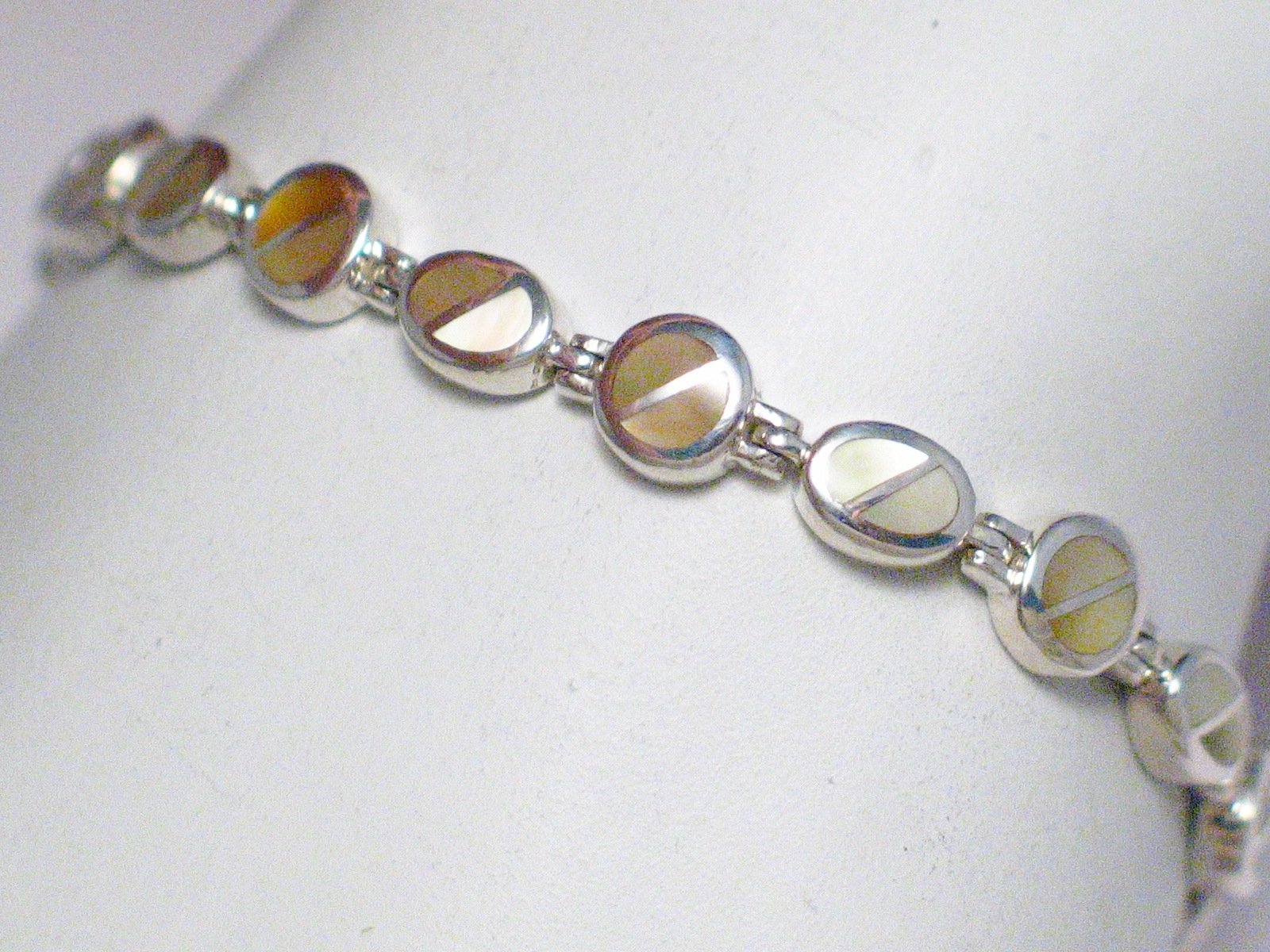 Dainty Sterling Silver Pearl Inlay Tennis Bracelet Womens | Low Cost REAL Jewelry at www.Blingschlingers.com