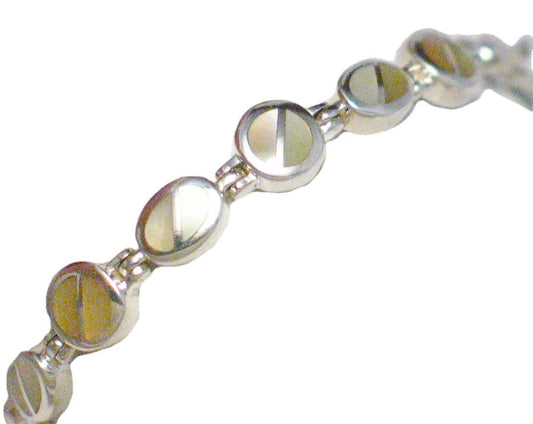 Tennis Bracelet, Sterling Silver 7 3/8" Petite Geometric Design Pearl Tennis Bracelet