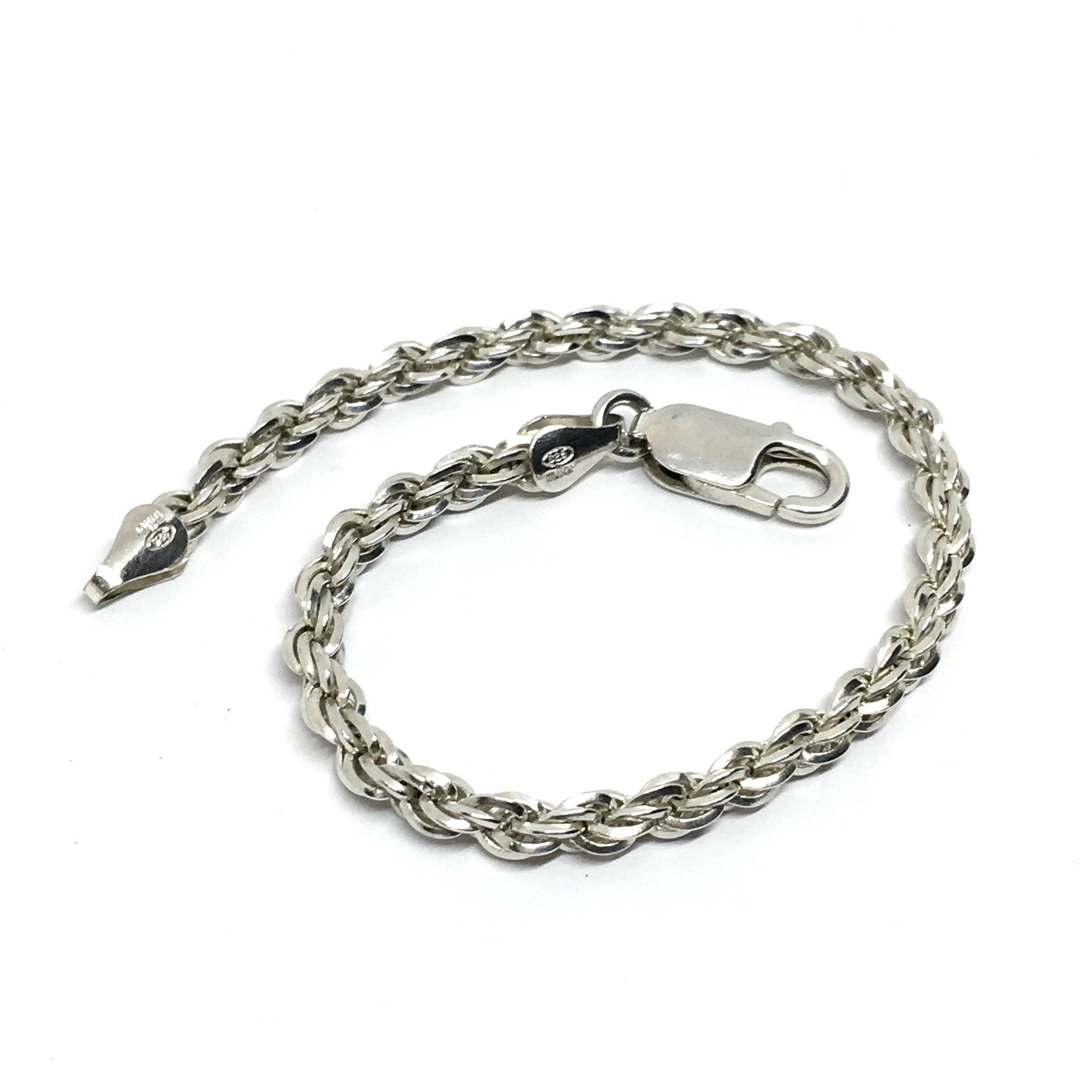 925 Sterling Silver 5mm Rope Chain Bracelet- 8