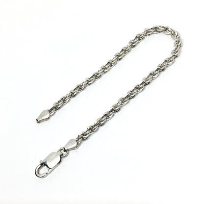 Used Jewelry - Men Women 4mm Sterling Silver Tri Cut Rope Chain Bracelet 7.5"