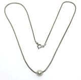 Used Jewelry - Womens 18" Sterling Silver Elegant White Pearl Sleek Snake Chain Necklace 