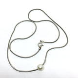 Used Jewelry - Womens 18" Sterling Silver Elegant White Pearl Sleek Snake Chain Necklace 