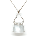 Silver Necklace | Womens Sterling Silver Luminating Shoulder Bag Pendant Necklace 16" - Blingschlingers Jewelry