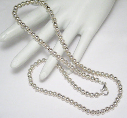 Ball Chain Necklace, 20.25" 5mm Round Sterling Silver Bead Chain Necklace