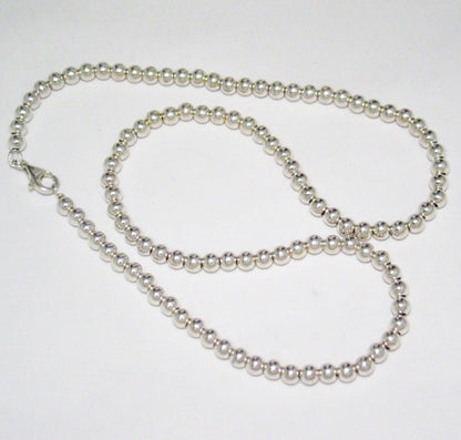 Low Cost Used Jewelry | Quality Made 20.25" Sterling Silver 5mm Bead Ball Chain Necklace 